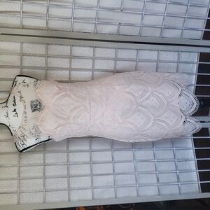 Minuet nwt pink lace upper sleeveless mini body  fitted dress size  L